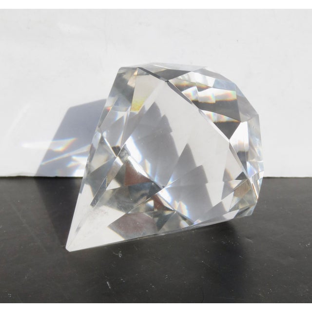 Transparent Tiffany Crystal Diamond Paperweight Circa 80s' For Sale - Image 8 of 8