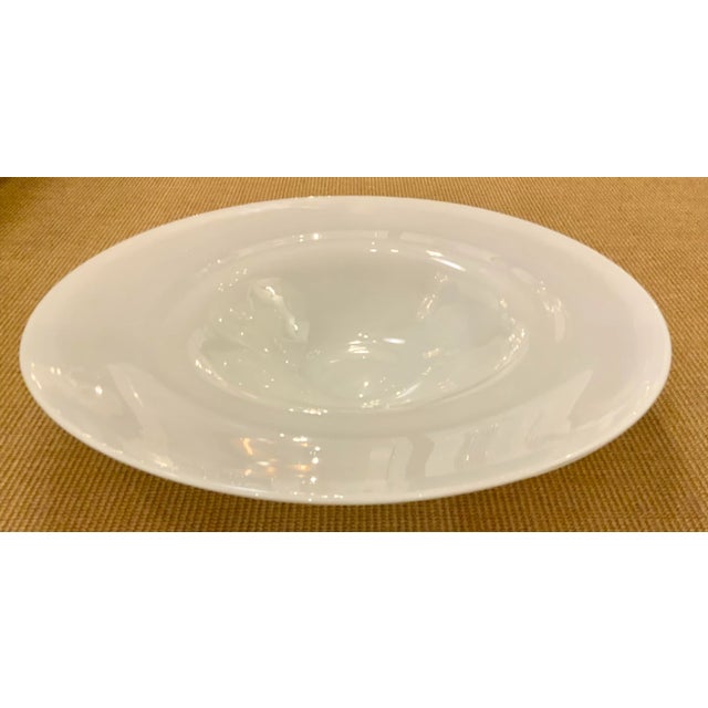 Original retail $465, stylish Jaime Young Modern White Glass Charger, showroom floor sample