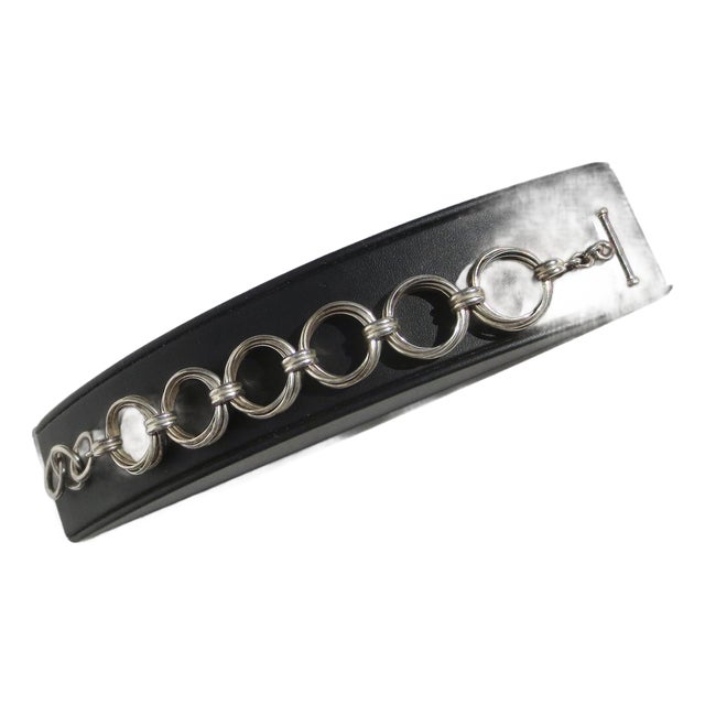 Sterling Silver Toggle Bracelet 9" Long For Sale