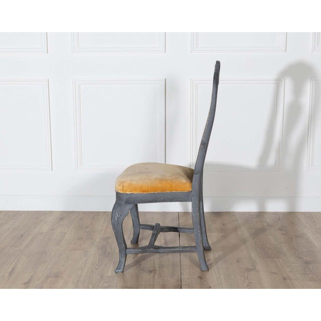 Fine Pair of 19th Century Swedish Rococo Chairs in Black Paint For Sale - Image 9 of 9