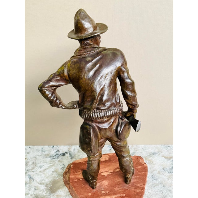 Figurative Late 19th Century Carl Kauba “The Trooper” Austrian Bronze Sculpture on Rouge Marble Base – Signed For Sale - Image 3 of 7