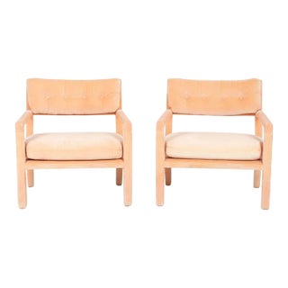 Milo Baughman Parsons Style Lounge Pull-Up Chairs - a Pair For Sale