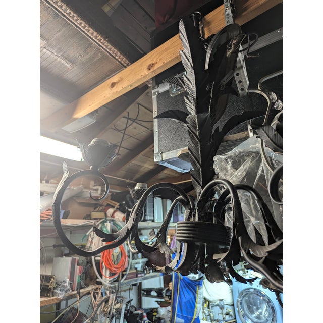 19th Century French Style Hand-Forged Wrought Iron 5-Light Chandelier For Sale - Image 11 of 16