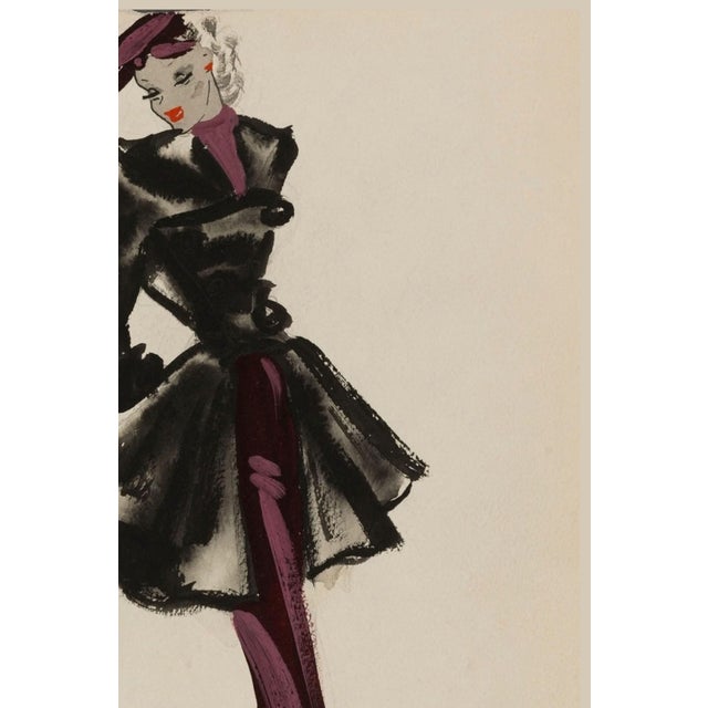 Not Yet Made - Made To Order Vintage French Fashion Art Print – Black & Purple Art Deco Illustration, 24" X 32" For Sale - Image 5 of 8