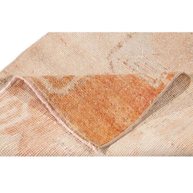 Turkish Mid 20th Century Vintage Turkish Handmade Beige Medallion Wool Runner For Sale - Image 3 of 13