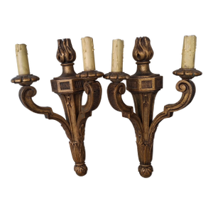 19thc French Empire Carved Giltwood Wall Sconces Unelectrified - A - Pair