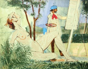 Jim Jonson, Artist and Model, Lithograph
