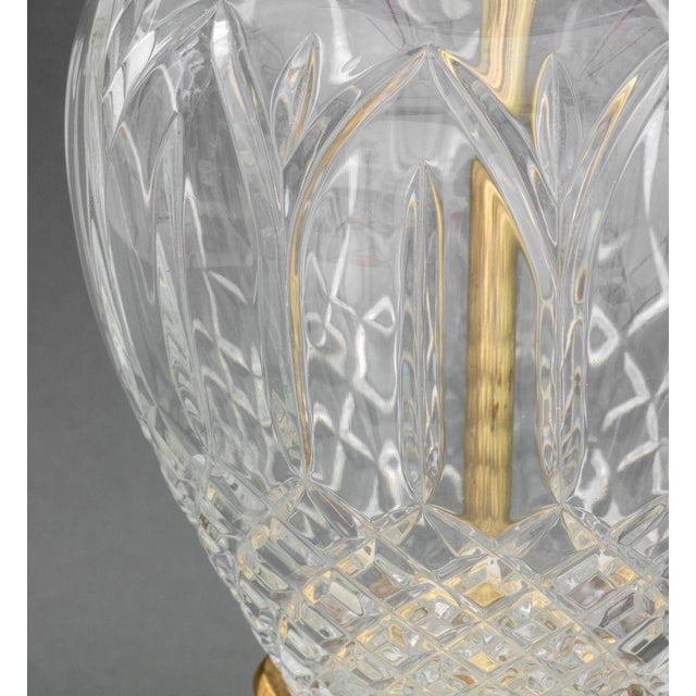 Metal Waterford Crystal Vases Mounted as Lamps, Pair For Sale - Image 7 of 9