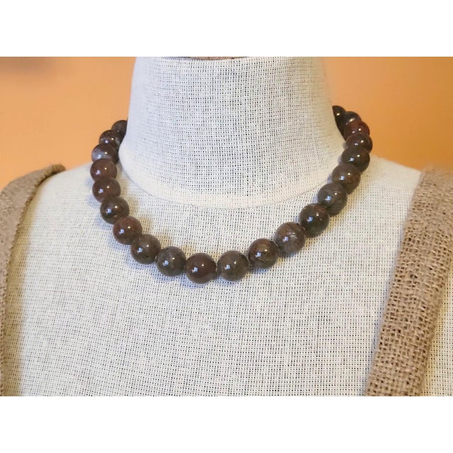 Pietersite Beaded Necklace With Sterling Silver Pietersite Clasp, 19" For Sale - Image 4 of 8