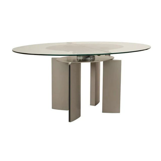 K / G 750 / E Dining Table in Glass with Silver Legs and Pull-Out Function from Ronald Schmitt For Sale - Image 12 of 12