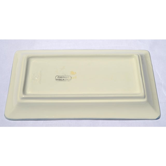 1980s Dansk Italy Ceramic Glazed Blue Checkered Rectangular Serving Platter For Sale - Image 11 of 16