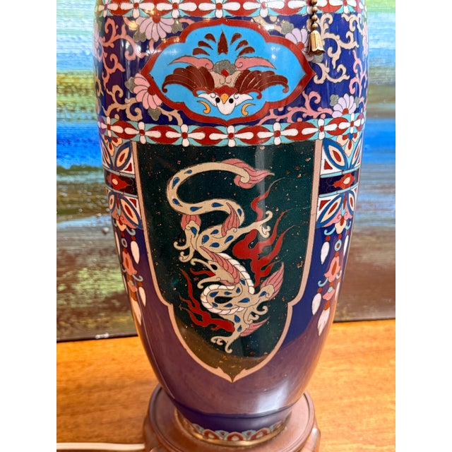 Japanese Mid Century Kutani Table Lamp For Sale - Image 3 of 12