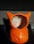 Early 20th Century Vintage Molded Papier-Mâché Halloween Orange Cat Candy Container / Lantern For Sale - Image 5 of 11