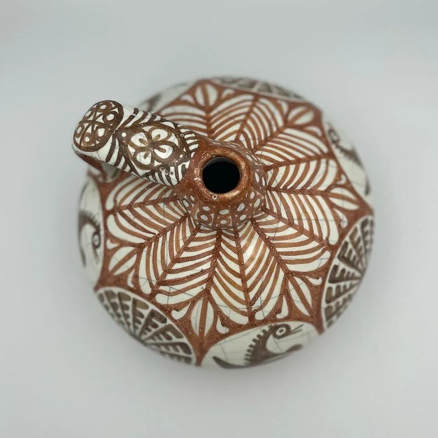 Brown Spanish Ceramic Jug with Leather Base by Arcadio Blasco, 1970s For Sale - Image 8 of 11