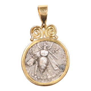 Antique Bee Pendent with Gold Swirl Motif For Sale