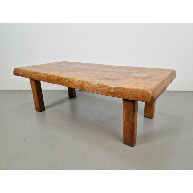Mid-Century Brutalist Coffee Table in Oak, Spain, 1960s For Sale - Image 6 of 12