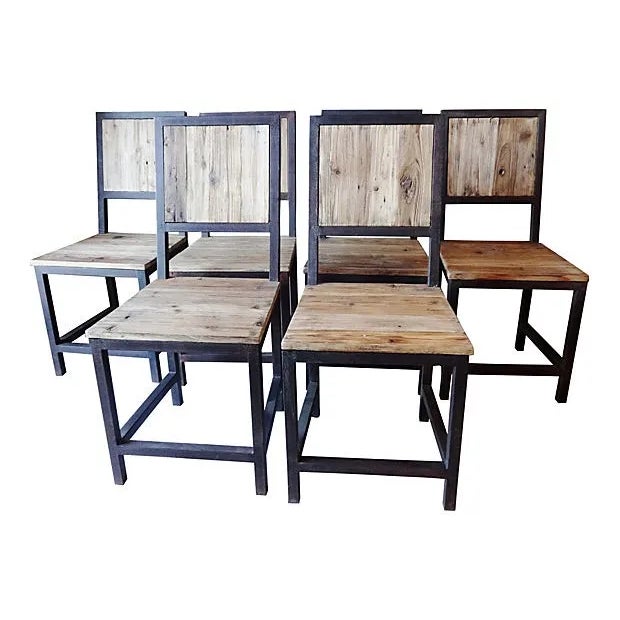 Industrial Wood & Iron Dining Set For Sale In New York - Image 6 of 9