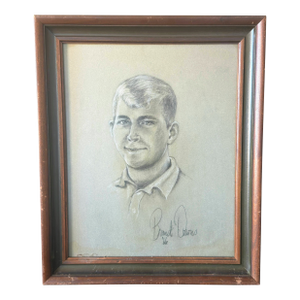 1966 Mid-Century Charcoal Portrait of a Young Man by Brandi Downs