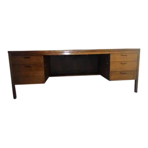 Jens Risom Walnut Carpathian Elm Burl Desk