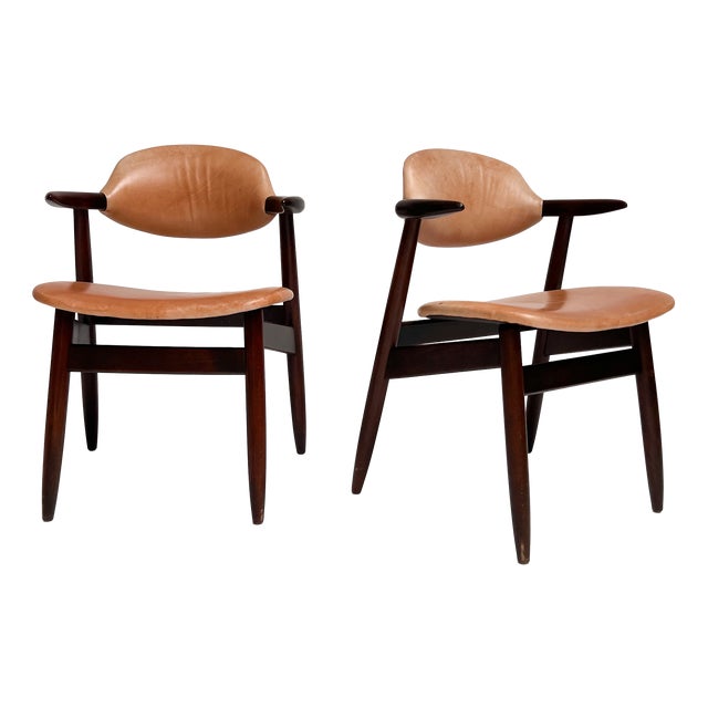 Cognac Coloured Cowhorn Chair, 1970s For Sale
