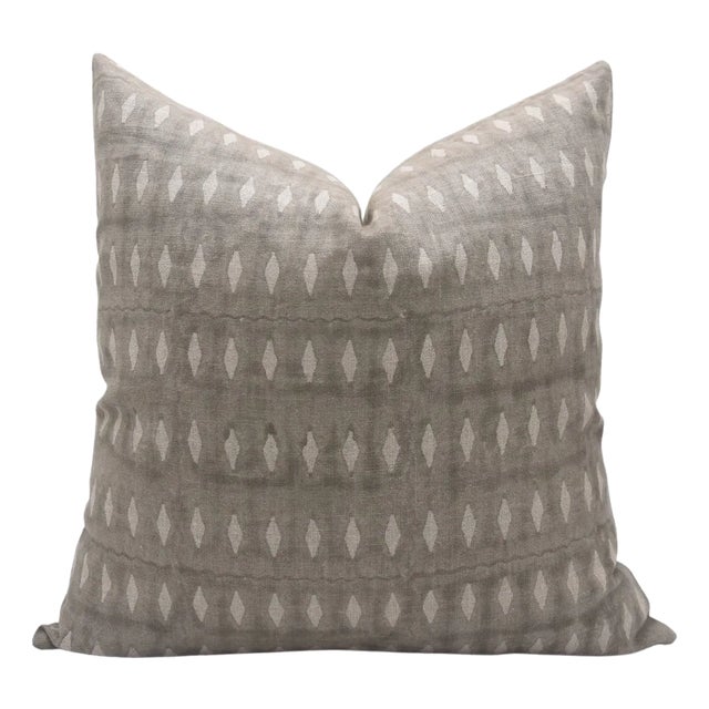 Omji Handmade Block Printed Floral Thick Linen Throw Pillow Cover 22x22 Inch For Sale