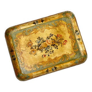 Vintage Hand Painted Decorative Tray in Paper Mache, Japan For Sale