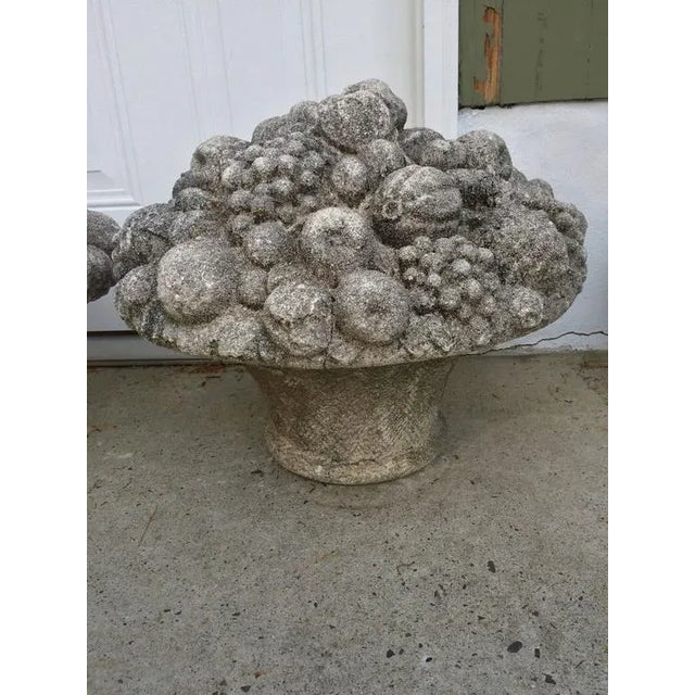 1950s Monumental Stone Fruit & Flower Baskets - Pair For Sale - Image 4 of 12