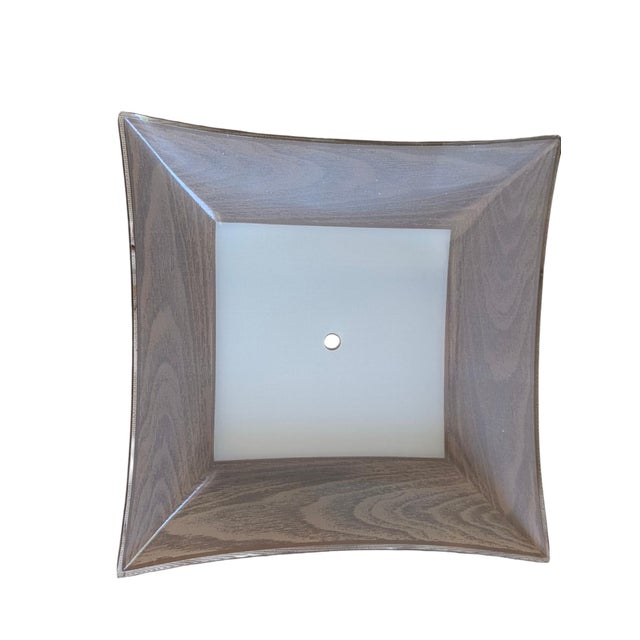 Brown Mid Century Modern Faux Bois Glass Light Fixture Cover For Sale - Image 8 of 13