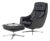 Overman Black Vinyl Lounge Chair and Ottoman For Sale