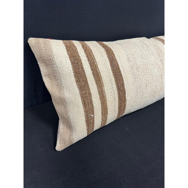 Turkish Hemp Pillow Cushion Natural Beige Brown Cushion Cover 14x40 #30443 Enhance your home decor with our Kilim Pillow...