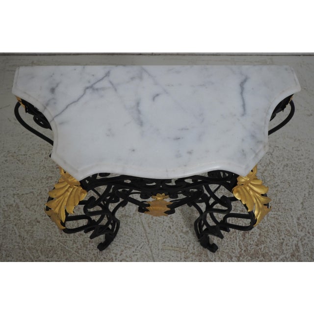 Traditional Wrought Iron Marble Top Console Foyer Table For Sale - Image 3 of 12