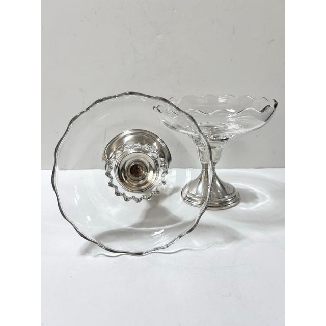 American Vintage Sterling Silver and Glass Convertible Compotes / Candleholders – A Pair For Sale - Image 3 of 12