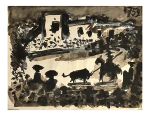 Gian Paolo Berto, Homage to Picasso, Mixed Media on Paper, 1975