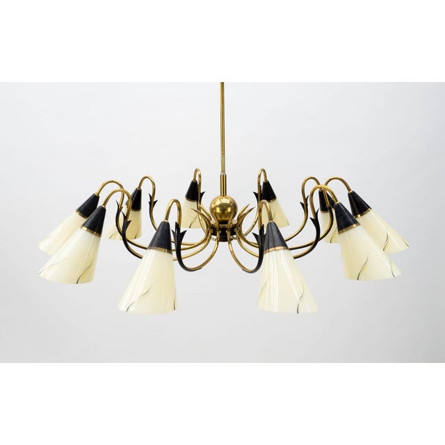 Mid-Century Modern Italian Brass & Glass Sputnik Chandelier with 10 Lights, 1950s For Sale - Image 3 of 15