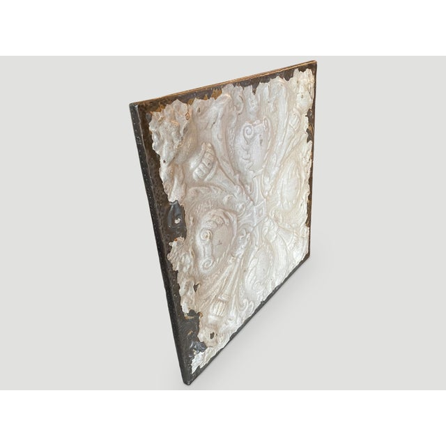 Wood Antique Tin Ceiling Remnant For Sale - Image 7 of 18