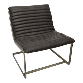 Bernhardt Leather and Steel Lounge Chair For Sale