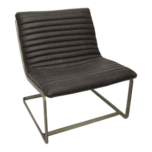 Bernhardt Leather and Steel Lounge Chair