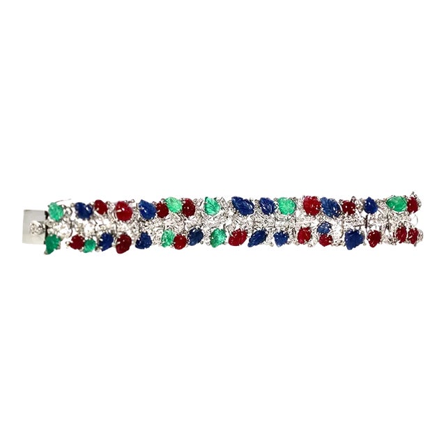 Tutti Frutti 18k White Gold Bracelet For Sale