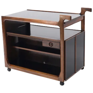 Multifunctional Danish Rosewood Drop Leaf Bar Tea Cart Mid-Century Modern
