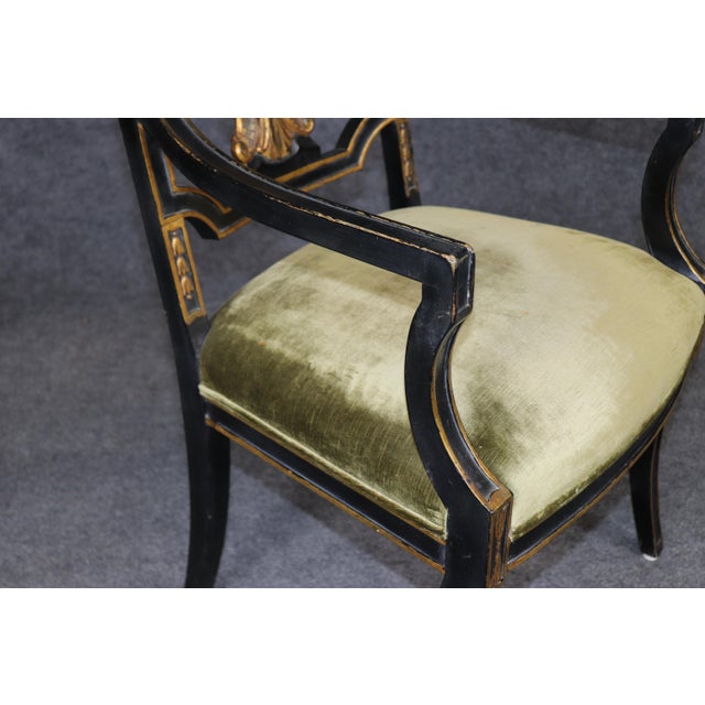 19th C. Set of 8 Italian Neoclassical Ebonized Gilt Dining Room Chairs For Sale In Philadelphia - Image 6 of 11