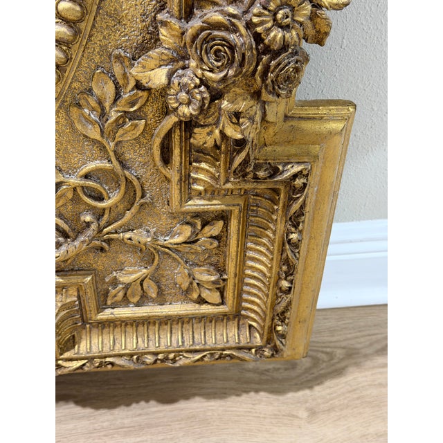 Large Ornate Rococo Revival Gold Floral Wood & Composition Wall Mirror For Sale In Orlando - Image 6 of 16