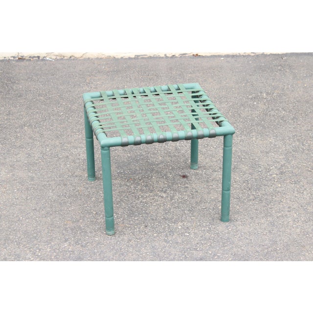 Green Hauser Vintage Pair of Faux Bamboo Outdoor Patio Stools For Sale - Image 8 of 12