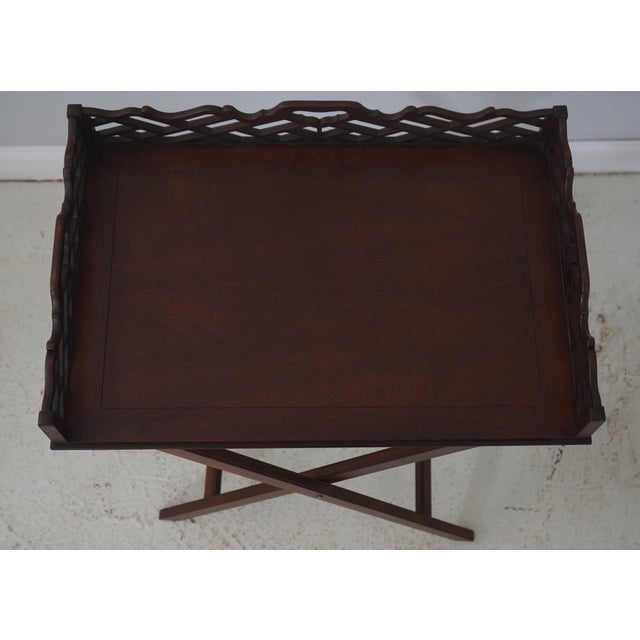 Chippendale Baker Mahogany Chippendale Style Butlers Tray Table For Sale - Image 3 of 15