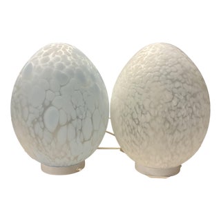 Ovoid Lamps in Speckled Glass, 1970, Set of 2 For Sale