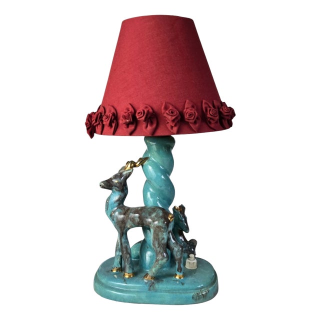 Vintage Art Deco Ceramic Table Lamp by Gébé, 1940 For Sale