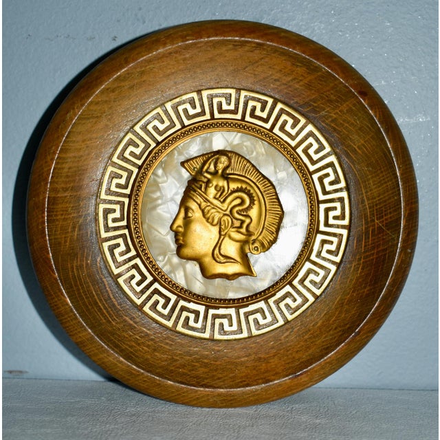 Vintage Small Grecian Wooden & Inlaid Wall Hanging For Sale - Image 12 of 13