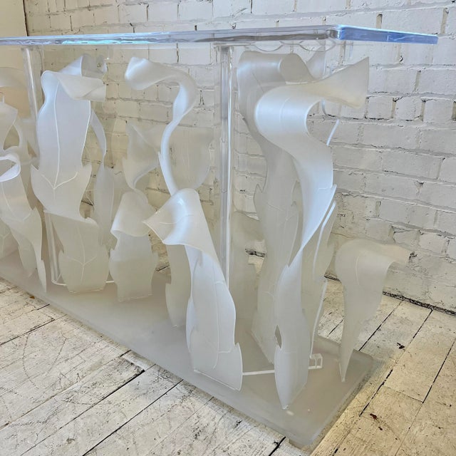 80s Custom Lucite Sculptural Foliage L Shape Bar For Sale - Image 10 of 11