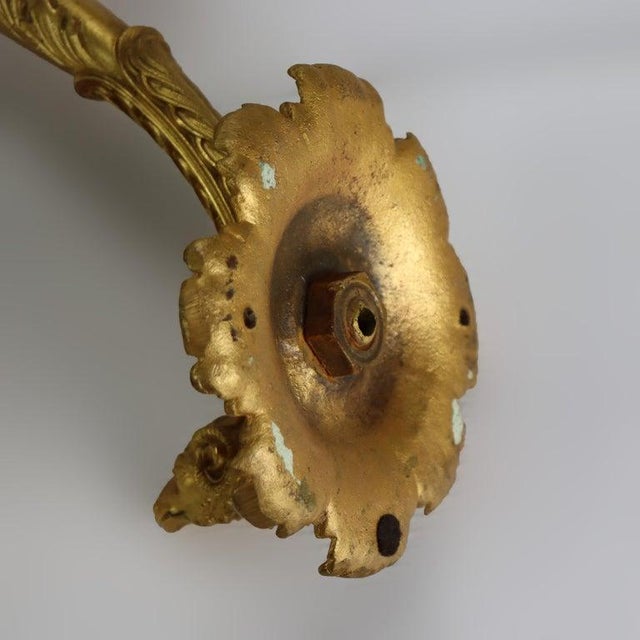 19th Century Pair Antique Napoleonic French Empire Gilt Bronze Conucopia Form Sconces 19thC For Sale - Image 5 of 8