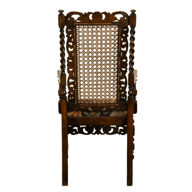 Antique 19thC Set 6 Carved Caned Jacobean Barley Twist Walnut Dining Chairs 1870 For Sale - Image 17 of 18