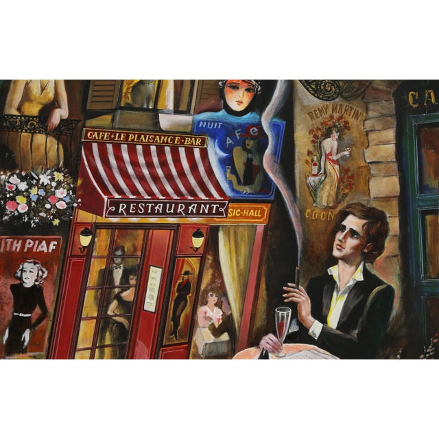 Art Deco Erik Freyman, "A Poet Dreams in Paris", Parisian Cityscape Painting For Sale - Image 3 of 4